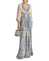 Etro Multicolor Long Dress With V Neck And All-over Paisley Print In Silk Woman In Print On White