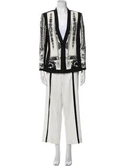 Pre-owned Etro Silk Printed Pant Set In White
