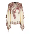 Etro , Silk Poncho Top With Placed Print, Woman, Multicolour