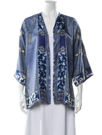 Pre-owned Etro Silk Printed Robe In Blue