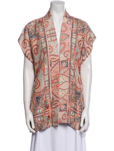 Pre-owned Etro Silk Printed Robe In Orange