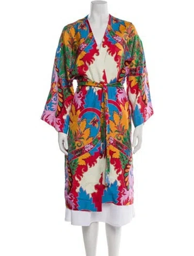Pre-owned Etro Silk Printed Robe In Pink