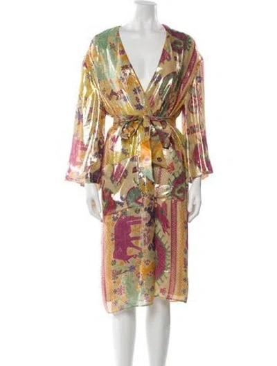 Pre-owned Etro Silk Printed Robe W/ Tags