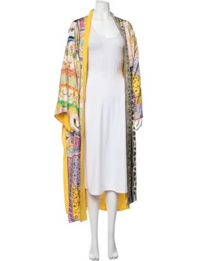 Pre-owned Etro Silk Printed Robe W/ Tags In Yellow