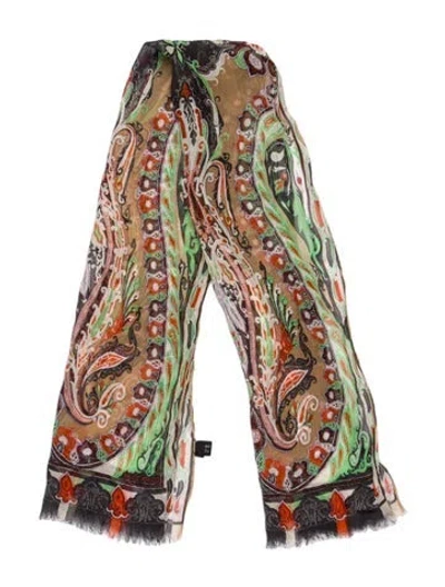 Pre-owned Etro Silk Printed Scarf In Blue