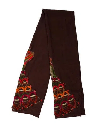 Pre-owned Etro Silk Printed Scarf In Brown