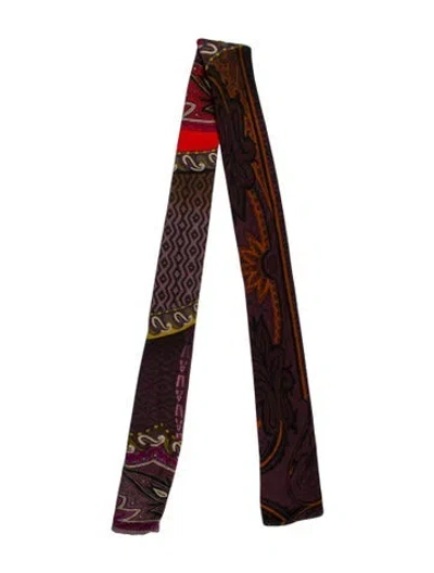 Pre-owned Etro Silk Printed Scarf In Burgundy