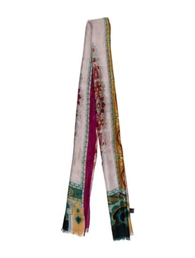 Pre-owned Etro Silk Printed Scarf In Pink