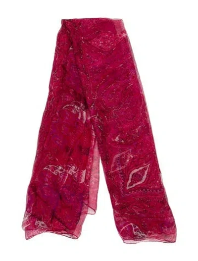 Pre-owned Etro Silk Printed Scarf In Pink