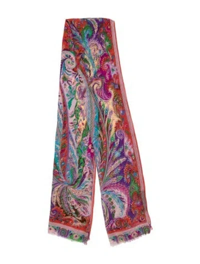 Pre-owned Etro Silk Printed Scarf In Pink