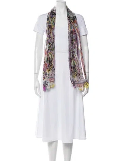 Pre-owned Etro Silk Printed Scarf In Purple