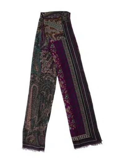 Pre-owned Etro Silk Printed Scarf In Purple