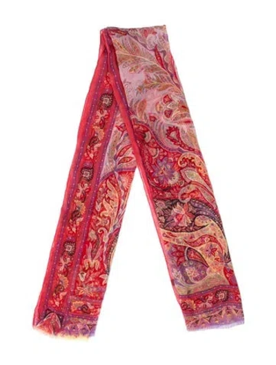 Pre-owned Etro Silk Printed Scarf In Red
