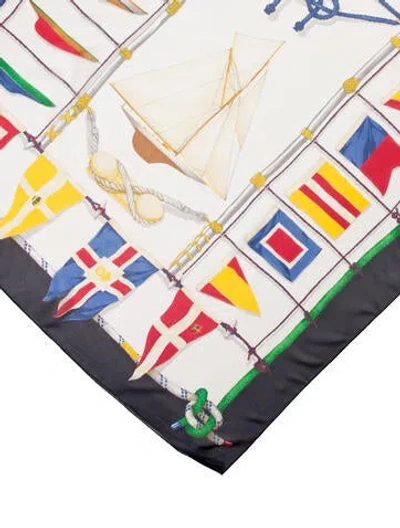 Pre-owned Etro Silk Printed Scarf In White