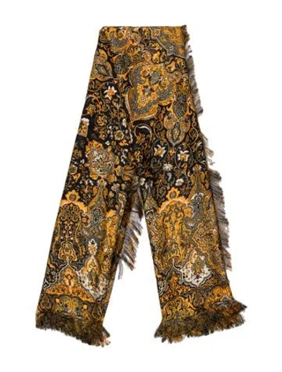 Pre-owned Etro Silk Printed Scarf In Yellow