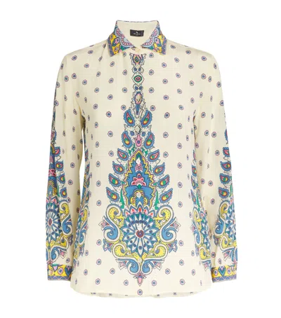Etro Silk Printed Shirt In White