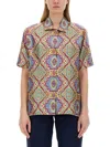 Etro Printed Silk Short Sleeve Bowling Shirt In Multicolor
