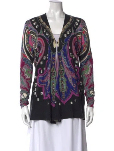 Pre-owned Etro Silk Printed Sweater In Black