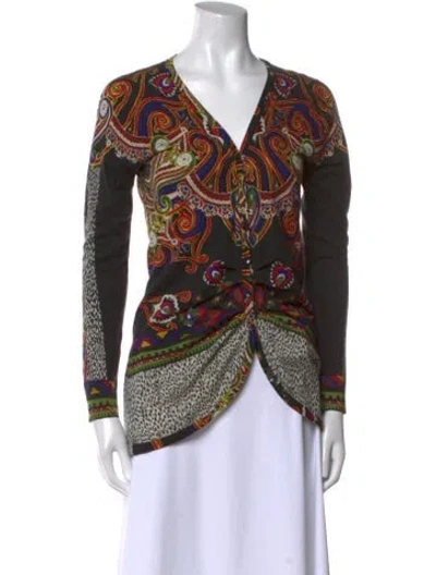 Pre-owned Etro Silk Printed Sweater In Black