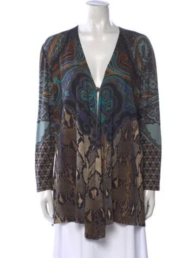 Pre-owned Etro Silk Printed Sweater In Black