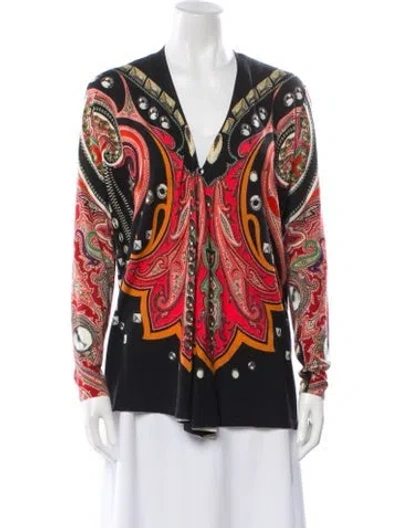 Pre-owned Etro Silk Printed Sweater In Black
