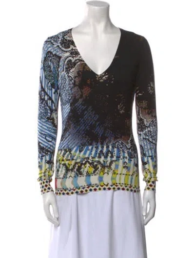 Pre-owned Etro Silk Printed Sweater In Black