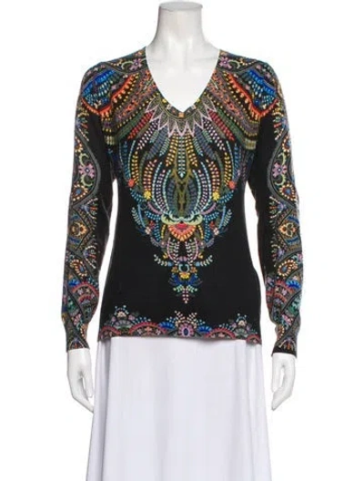 Pre-owned Etro Silk Printed Sweater In Black