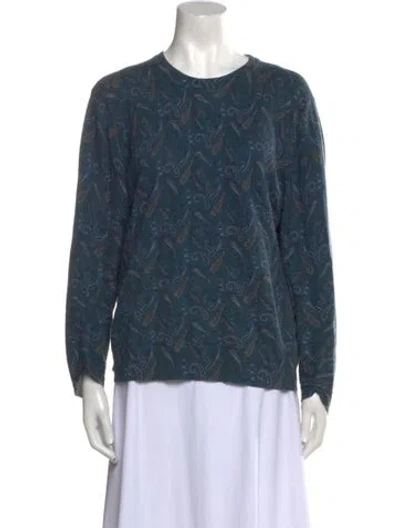 Pre-owned Etro Silk Printed Sweater In Blue