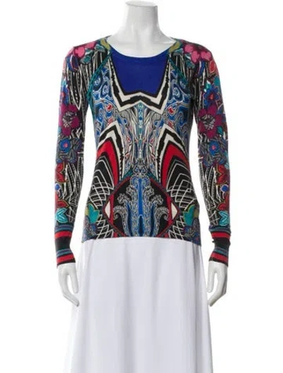 Pre-owned Etro Silk Printed Sweater In Blue