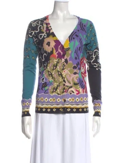 Pre-owned Etro Silk Printed Sweater In Blue