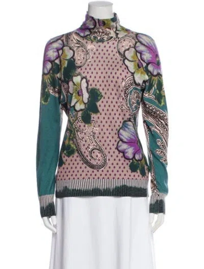 Pre-owned Etro Silk Printed Sweater In Blue