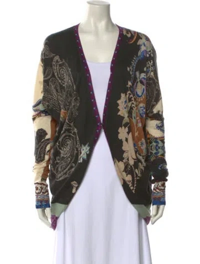 Pre-owned Etro Silk Printed Sweater In Gray