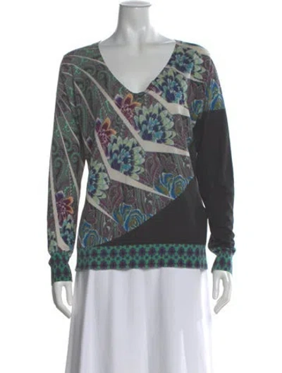 Pre-owned Etro Silk Printed Sweater In Gray