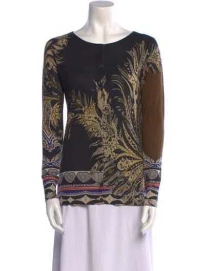 Pre-owned Etro Silk Printed Sweater In Green
