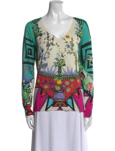 Pre-owned Etro Silk Printed Sweater In Green