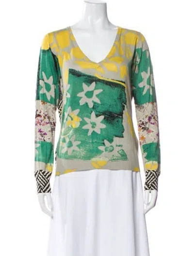 Pre-owned Etro Silk Printed Sweater In Green