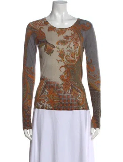 Pre-owned Etro Silk Printed Sweater In Neutral