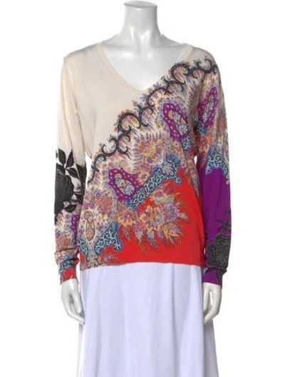 Pre-owned Etro Silk Printed Sweater In Neutrals