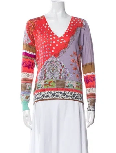 Pre-owned Etro Silk Printed Sweater In Orange