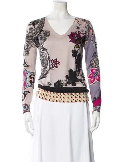 Pre-owned Etro Silk Printed Sweater In Purple