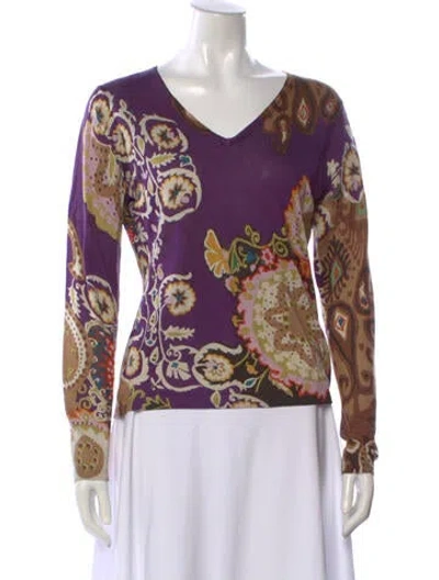 Pre-owned Etro Silk Printed Sweater In Purple
