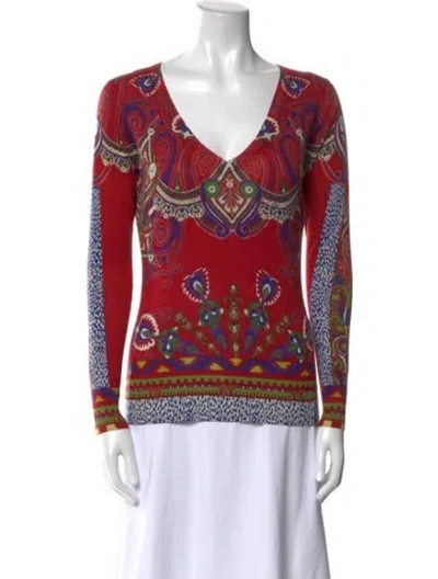 Pre-owned Etro Silk Printed Sweater In Red