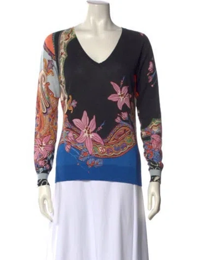 Pre-owned Etro Silk Printed Sweatshirt In Black