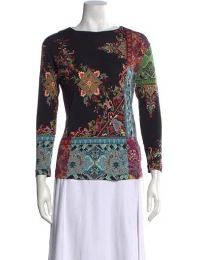 Pre-owned Etro Silk Printed Top In Black