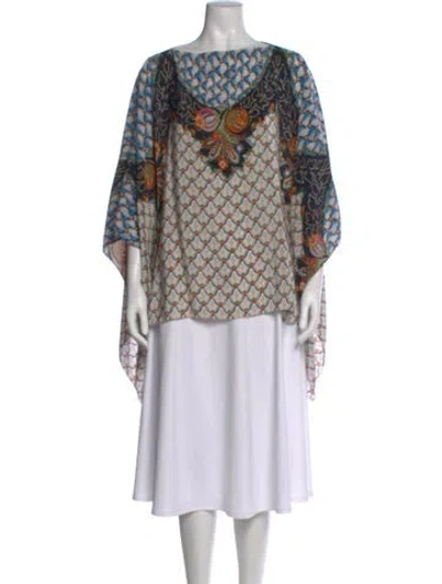 Pre-owned Etro Silk Printed Top In Blue
