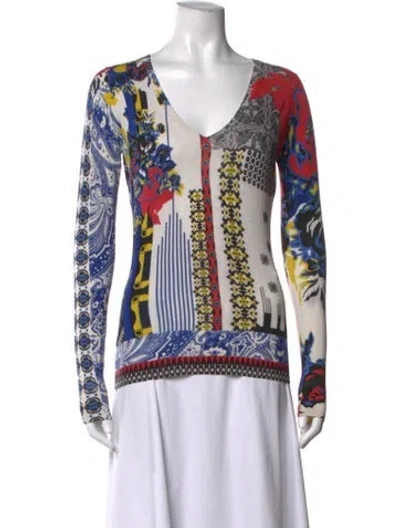 Pre-owned Etro Silk Printed Top In Neutrals