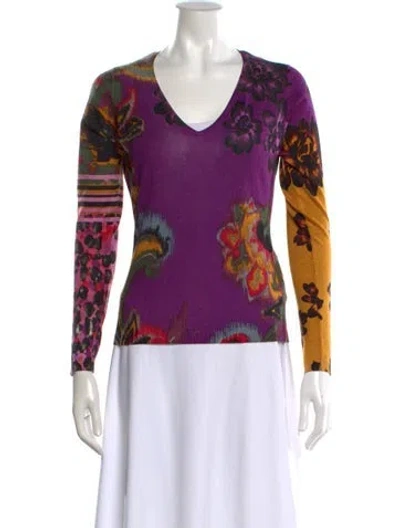 Pre-owned Etro Silk Printed Top In Purple