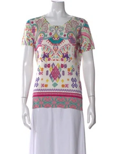 Pre-owned Etro Silk Printed Top In White