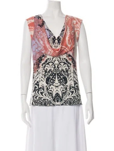 Pre-owned Etro Silk Printed Top In White
