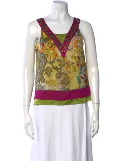 Pre-owned Etro Silk Printed Top In Yellow